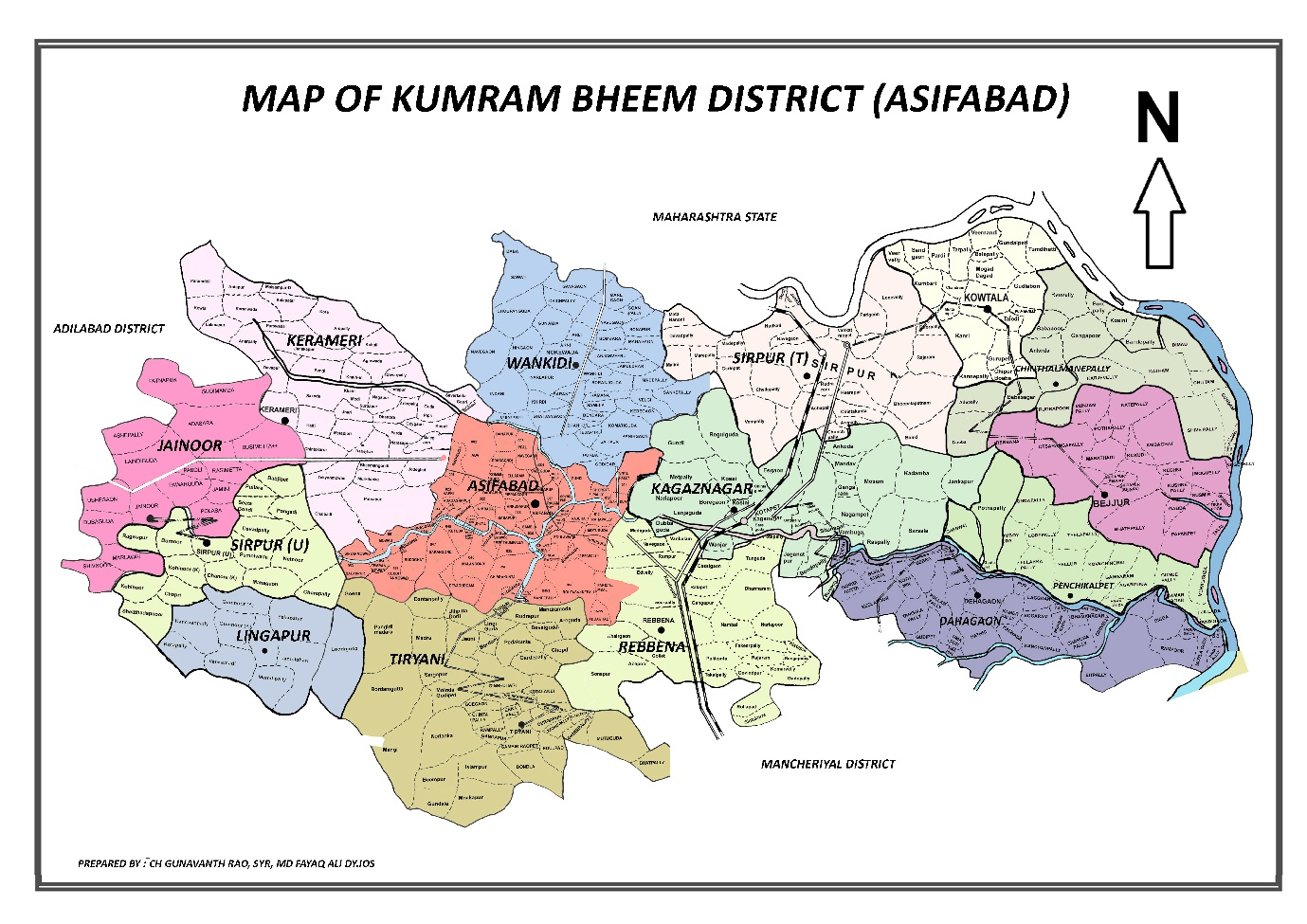 Map of Kumuram Bheem Asifabad District