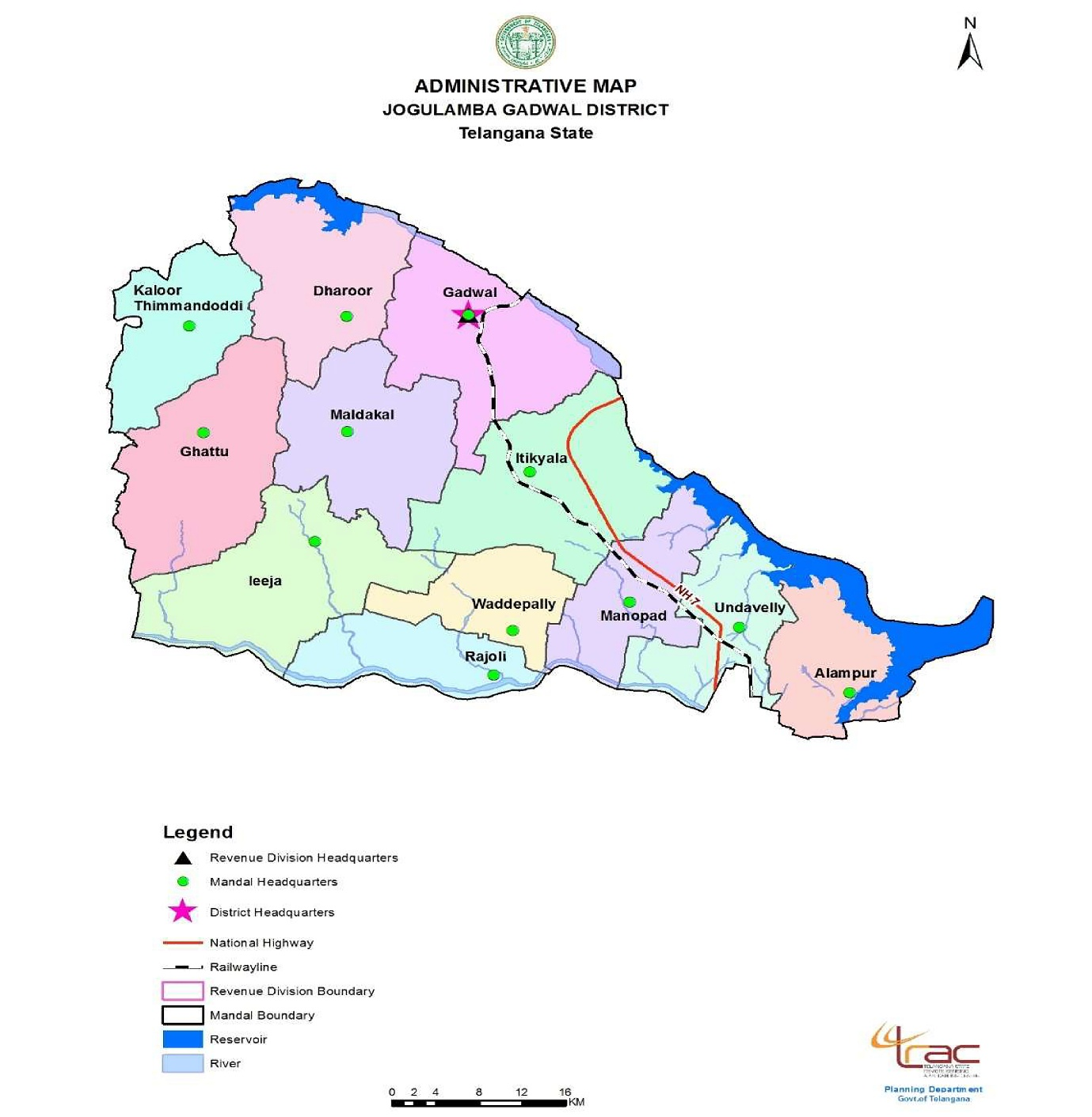 Map of Jogulamba Gadwal District