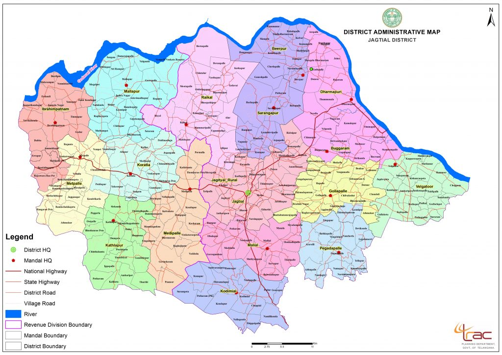 Map of Jagtial District