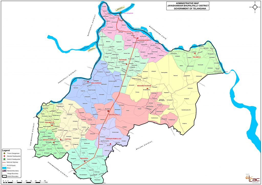 Map of Jayashankar Bhupalpally District