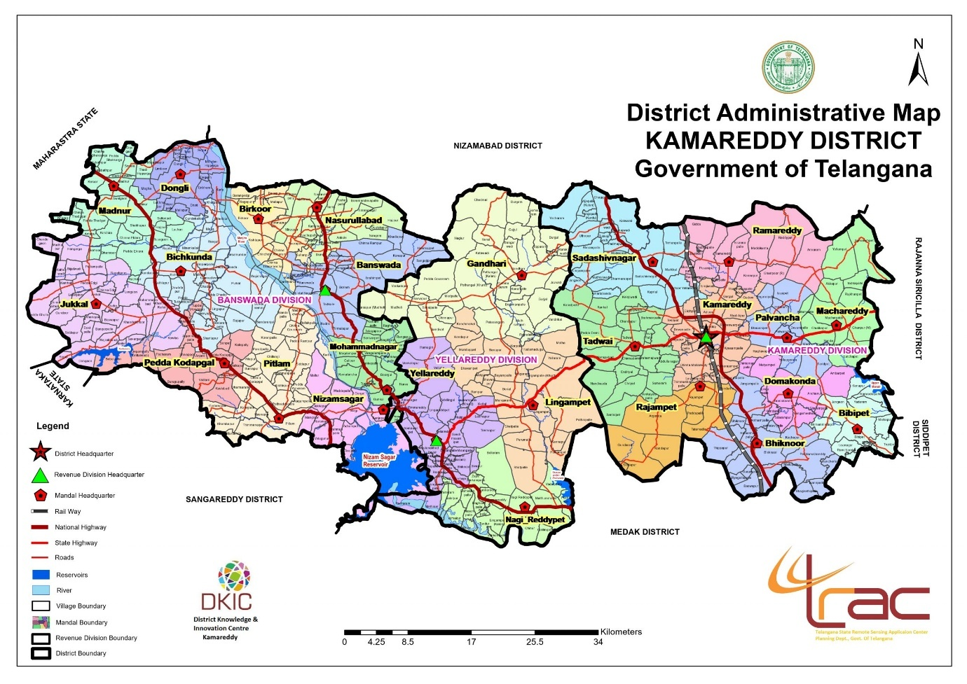 Map of Kamareddy District