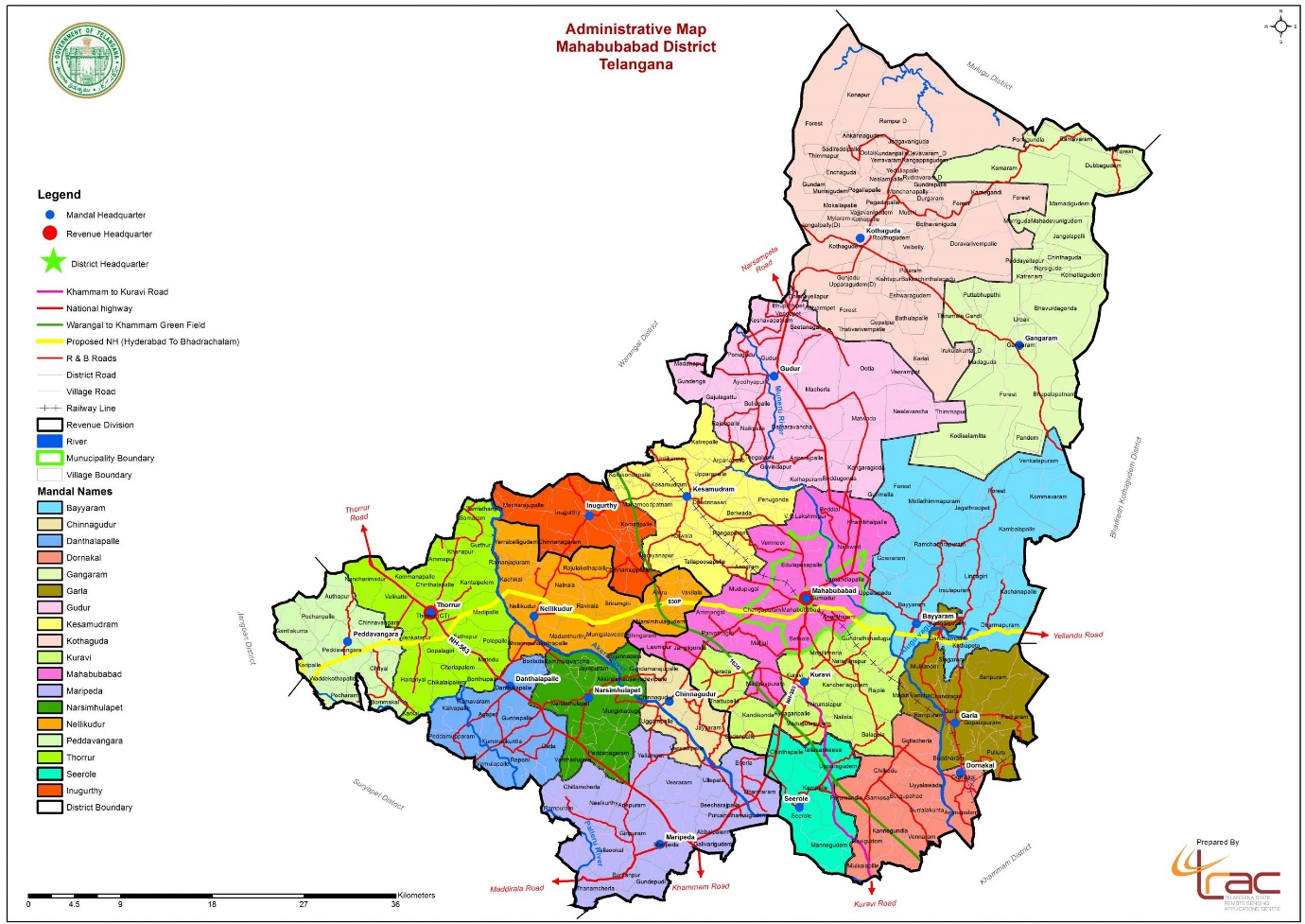 Map of Mahabubabad District
