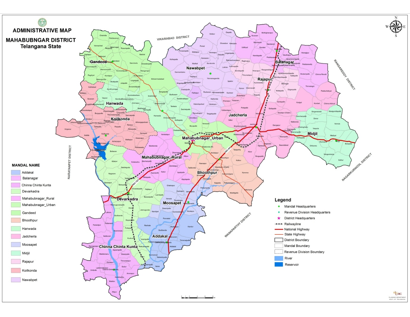 Map of Mahabubnagar District