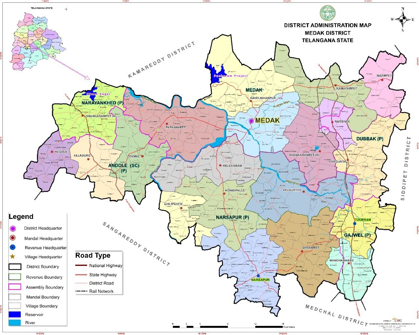 Map of Medak District