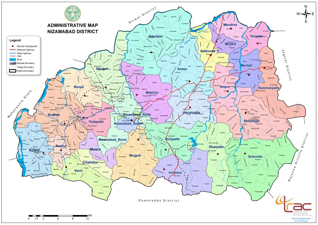 Map of Nizamabad District