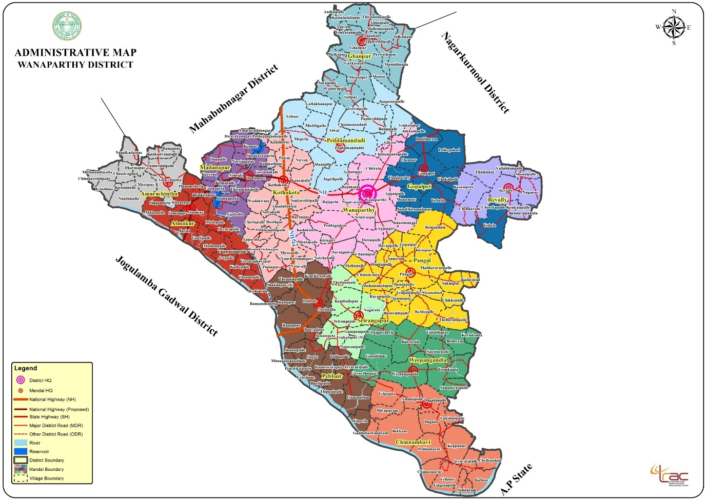 Map of Wanaparthy District