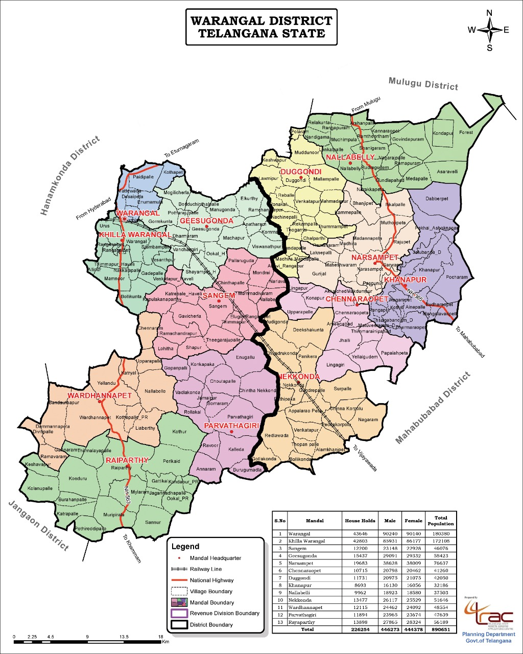Map of Warangal District
